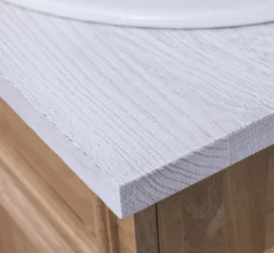 Casa Padrino Landhausstil Badezimmer Set Braun / Weiß - 1 Doppelwaschtisch & 2 Waschbecken & 2 Wasserhähne & 1 Wandspiegel - Massivholz Badezimmermöbel im Landhausstil