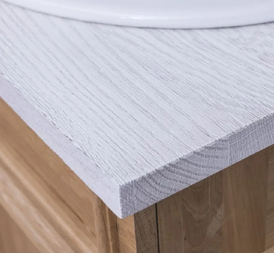 Casa Padrino Landhausstil Badezimmer Set Braun / Weiß - 1 Doppelwaschtisch & 2 Waschbecken & 2 Wasserhähne & 1 Wandspiegel - Massivholz Badezimmermöbel im Landhausstil