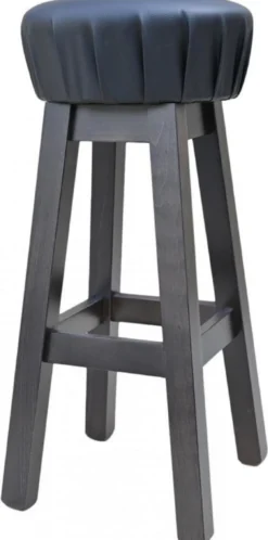 Casa Padrino Landhausstil Barhocker Schwarz / Dunkelbraun H. 80 cm - Gepolsteter Massivholz Barstuhl