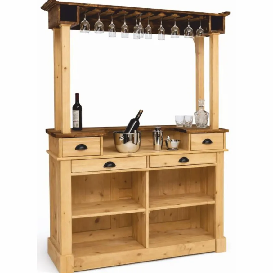 Casa Padrino Landhausstil Bar Theke Naturfarben / Braun 150 x H. 210 cm - Bar Möbel