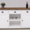 Casa Padrino Landhausstil Bar Theke Weiß / Dunkelbraun 191 x 68 x H. 95 cm - Massivholz Thekentisch - Bartisch - Massivholz Bar Möbel im Landhausstil