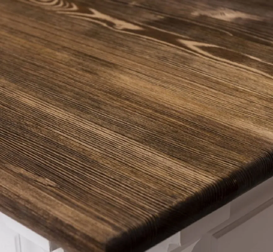 Casa Padrino Landhausstil Bar Theke Weiß / Dunkelbraun 191 x 68 x H. 95 cm - Massivholz Thekentisch - Bartisch - Massivholz Bar Möbel im Landhausstil