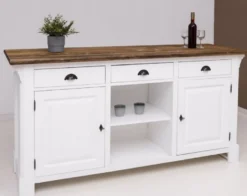 Casa Padrino Landhausstil Bar Theke Weiß / Dunkelbraun 191 x 68 x H. 95 cm - Massivholz Thekentisch - Bartisch - Massivholz Bar Möbel im Landhausstil