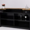 Casa Padrino Landhausstil Bar Theke Schwarz / Braun 180 x 51 x H. 107 cm - Massivholz Thekentisch - Massivholz Barmöbel - Barmöbel im Landhausstil - Landhausstil Einrichtung