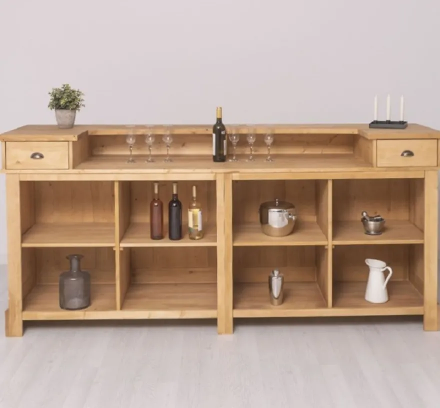 Casa Padrino Landhausstil Bar Theke Naturfarben 240 cm - Landhausstil Barmöbel