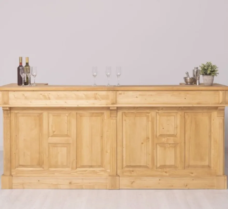Casa Padrino Landhausstil Bar Theke Naturfarben 240 cm - Landhausstil Barmöbel
