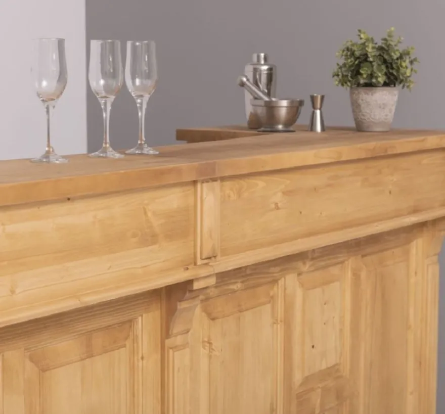 Casa Padrino Landhausstil Bar Theke Naturfarben 240 cm - Landhausstil Barmöbel