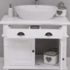 Casa Padrino Landhausstil Badezimmer Set Weiß - 1 Waschbeckenschrank & 1 Ovales Keramik Waschbecken - Badezimmer Möbel im Landhausstil - Landhausstil Möbel - Landhausstil Badezimmer Einrichtung