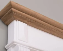 Casa Padrino Landhausstil Badezimmer Set Weiß / Naturfarben - 1 Waschtisch & 1 Wandspiegel - Massivholz Badezimmer Möbel im Landhausstil