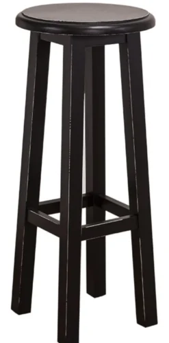 Casa Padrino Landhausstil Barstuhl Antik Stil Schwarz Ø 35 x H. 82 cm - Hochwertiger Barhocker im Landhaus Design
