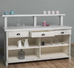 Casa Padrino Landhausstil Bar Theke Grau 180 x 68 x H. 120 cm - Massivholz Thekentisch - Massivholz Barmöbel - Barmöbel im Landhausstil - Landhausstil Einrichtung