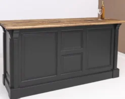 Casa Padrino Landhausstil Bar Theke Schwarz / Braun 191 x 68 x H. 95 cm - Massivholz Thekentisch - Bartisch - Massivholz Bar Möbel im Landhausstil