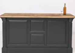 Casa Padrino Landhausstil Bar Theke Schwarz / Braun 191 x 68 x H. 95 cm - Massivholz Thekentisch - Bartisch - Massivholz Bar Möbel im Landhausstil