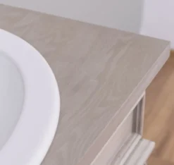 Casa Padrino Landhausstil Badezimmer Set Grau - 1 Doppelwaschtisch & 2 Waschbecken & 2 Wasserhähne & 1 Wandspiegel - Massivholz Badezimmermöbel im Landhausstil
