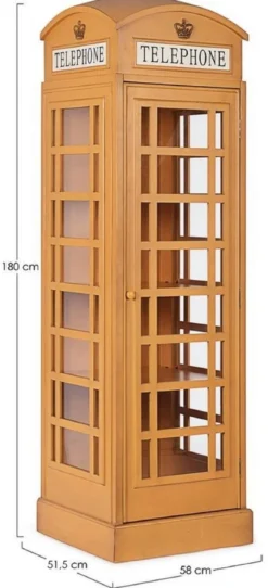 Casa Padrino Landhausstil Bücherschrank Telefonzelle Antik Beige 55 x 51,5 x H. 180 cm - Telefonzellen Regalschrank im englischen Stil - Wohnzimmer Möbel im Landhausstil - Landhausstil Möbel