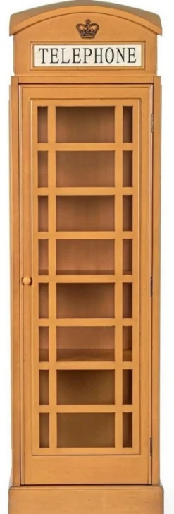 Casa Padrino Landhausstil Bücherschrank Telefonzelle Antik Beige 55 x 51,5 x H. 180 cm - Telefonzellen Regalschrank im englischen Stil - Wohnzimmer Möbel im Landhausstil - Landhausstil Möbel