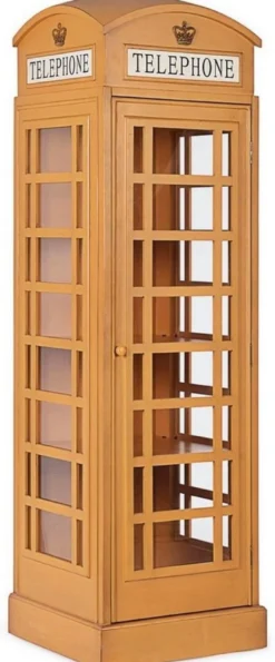 Casa Padrino Landhausstil Bücherschrank Telefonzelle Antik Beige 55 x 51,5 x H. 180 cm - Telefonzellen Regalschrank im englischen Stil - Wohnzimmer Möbel im Landhausstil - Landhausstil Möbel