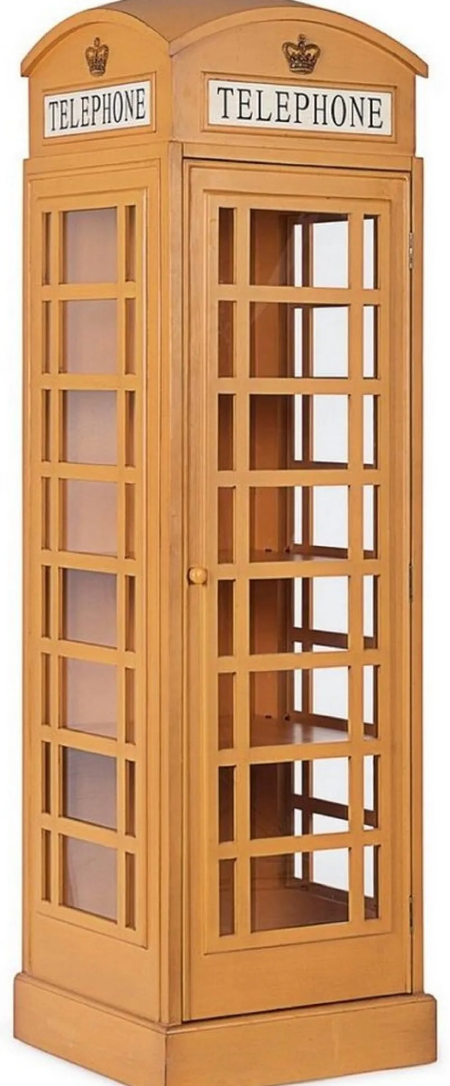 Casa Padrino Landhausstil Bücherschrank Telefonzelle Antik Beige 55 x 51,5 x H. 180 cm - Telefonzellen Regalschrank im englischen Stil - Wohnzimmer Möbel im Landhausstil - Landhausstil Möbel