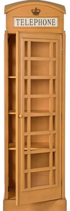 Casa Padrino Landhausstil Bücherschrank Telefonzelle Antik Beige 55 x 51,5 x H. 180 cm - Telefonzellen Regalschrank im englischen Stil - Wohnzimmer Möbel im Landhausstil - Landhausstil Möbel