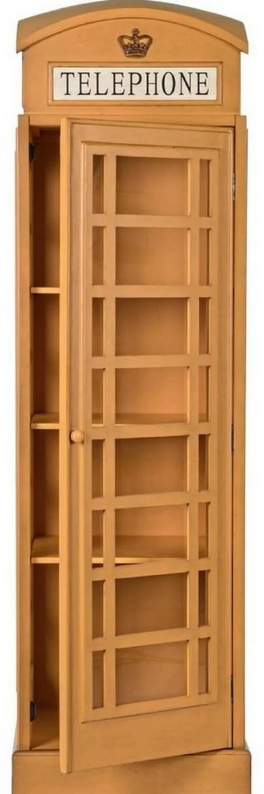 Casa Padrino Landhausstil Bücherschrank Telefonzelle Antik Beige 55 x 51,5 x H. 180 cm - Telefonzellen Regalschrank im englischen Stil - Wohnzimmer Möbel im Landhausstil - Landhausstil Möbel