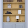 Casa Padrino Landhausstil Bücherschrank Grau / Gelb 120 x 39 x H. 197 cm - Massivholz Schrank - Wohnzimmerschrank - Büroschrank - Landhausstil Möbel