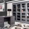 Casa Padrino Landhausstil Bücherschrank mit 4 Glastüren Grau 234,4 cm
