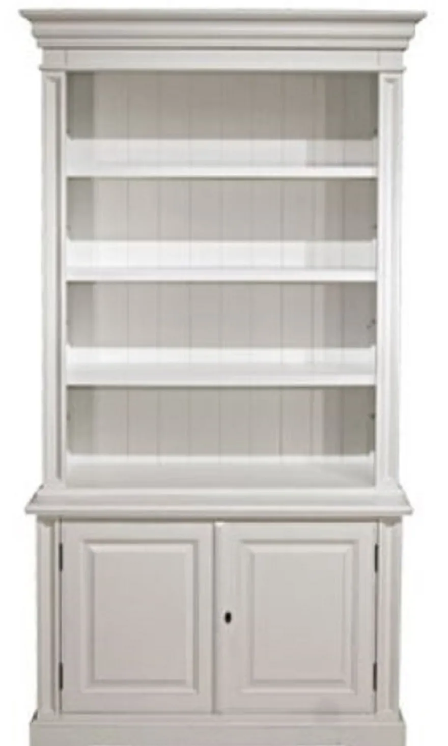 Casa Padrino Landhausstil Bücherschrank Weiß 118 x 53 x H. 223 cm - Wohnzimmerschrank mit 2 Türen - Möbel im Landhausstil