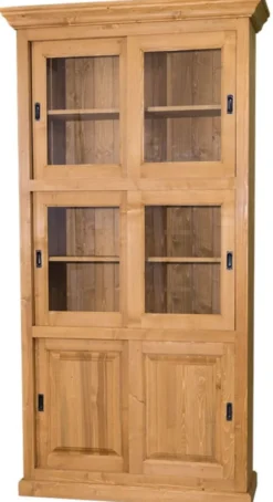 Casa Padrino Landhausstil Bücherschrank Hellbraun 110 x 40 x H. 210 cm - Wohnzimmerschrank mit 6 Schiebetüren