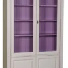 Casa Padrino Landhausstil Bücherschrank Hellgrau / Lila 119 x 39 x H. 197 cm - Wohnzimmerschrank mit 4 Türen - Massivholz Schrank - Vitrinenschrank - Landhausstil Wohnzimmermöbel