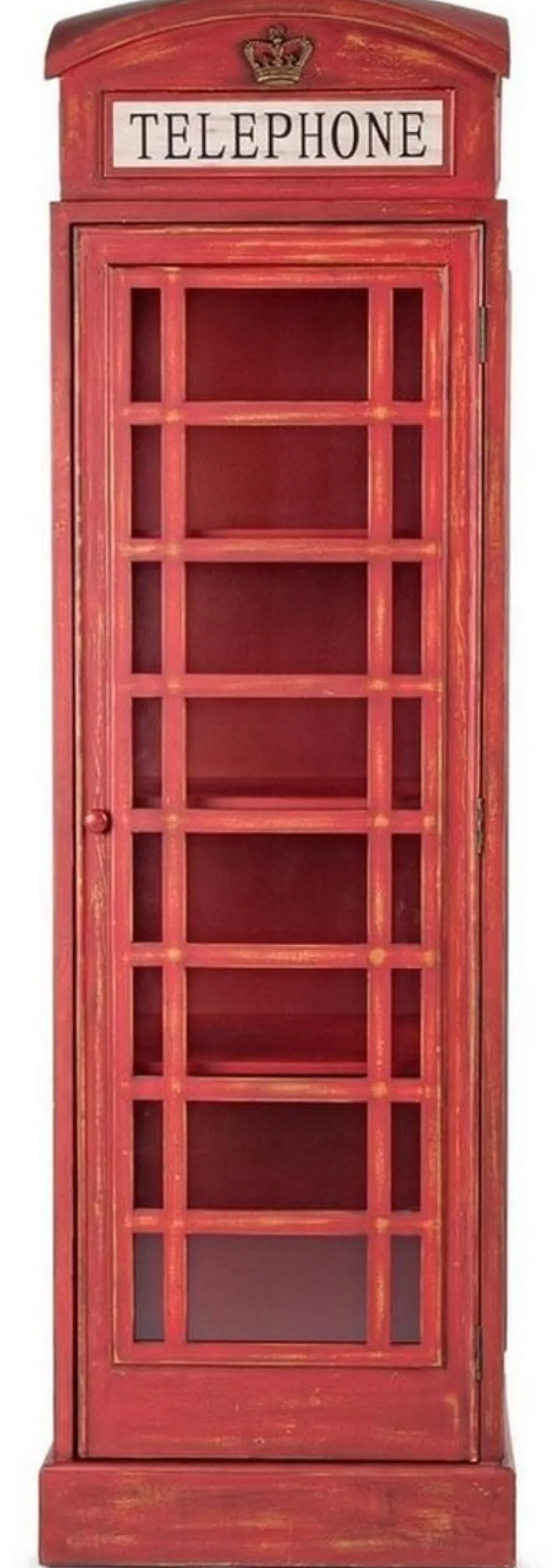 Casa Padrino Landhausstil Bücherschrank Telefonzelle Antik Rot 55 x 51,5 x H. 180 cm - Telefonzellen Regalschrank im englischen Stil - Wohnzimmer Möbel im Landhausstil - Landhausstil Möbel