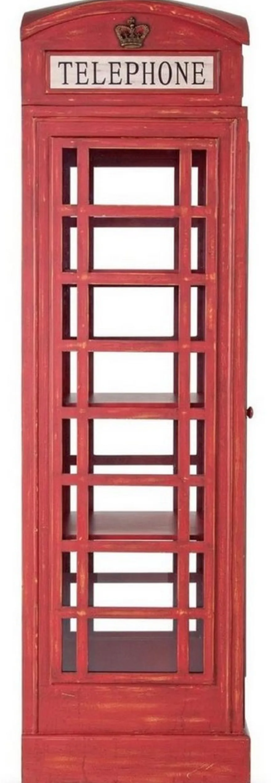 Casa Padrino Landhausstil Bücherschrank Telefonzelle Antik Rot 55 x 51,5 x H. 180 cm - Telefonzellen Regalschrank im englischen Stil - Wohnzimmer Möbel im Landhausstil - Landhausstil Möbel