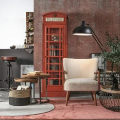 Casa Padrino Landhausstil Bücherschrank Telefonzelle Antik Rot 55 x 51,5 x H. 180 cm - Telefonzellen Regalschrank im englischen Stil - Wohnzimmer Möbel im Landhausstil - Landhausstil Möbel