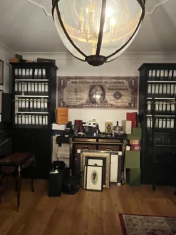 Casa Padrino Landhausstil Bücherschrank mit Leiter Schwarz / Weiß H. 260 cm - Landhausstil Möbel