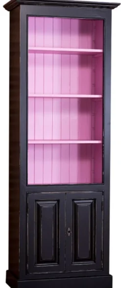 Casa Padrino Landhausstil Bücherschrank Antik Stil Schwarz / Rosa 78 x 39 x H. 210 cm