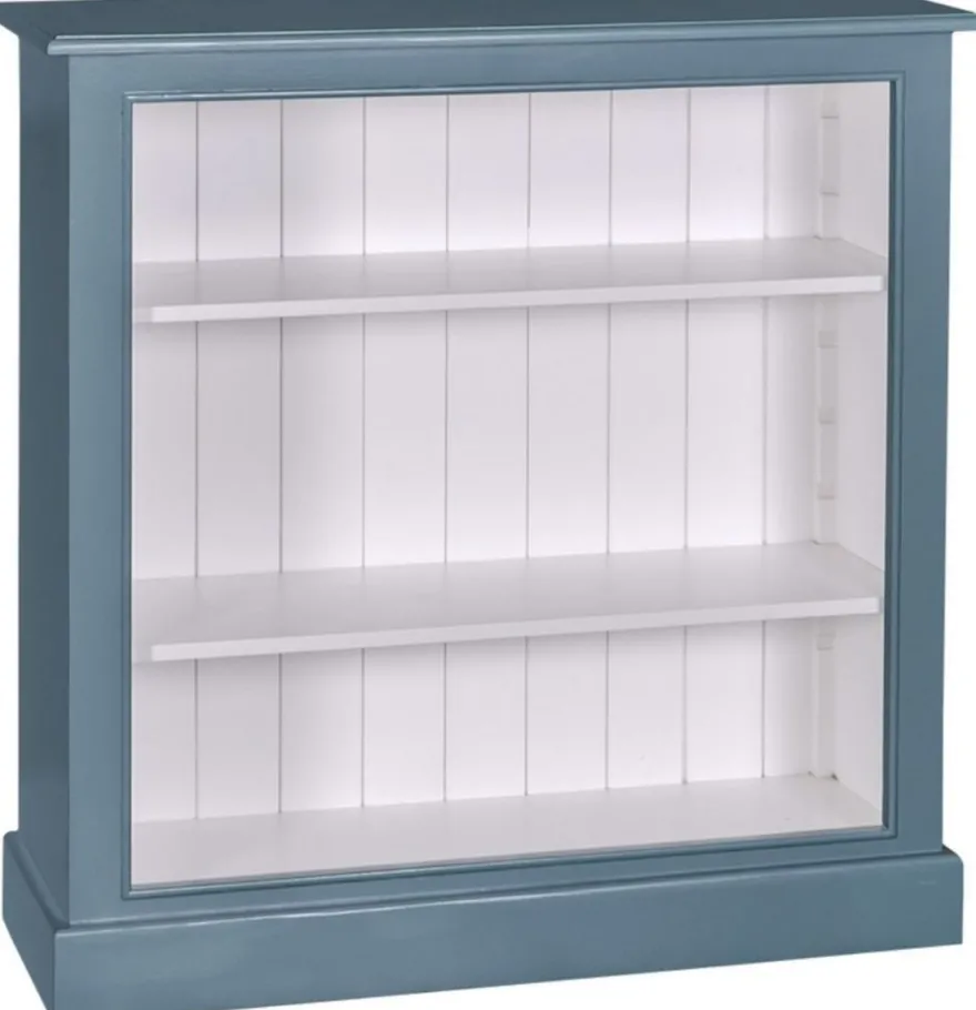 Casa Padrino Landhausstil Bücherschrank im Landhausstil Blau / Weiß 102 x 35 x H. 102 cm
