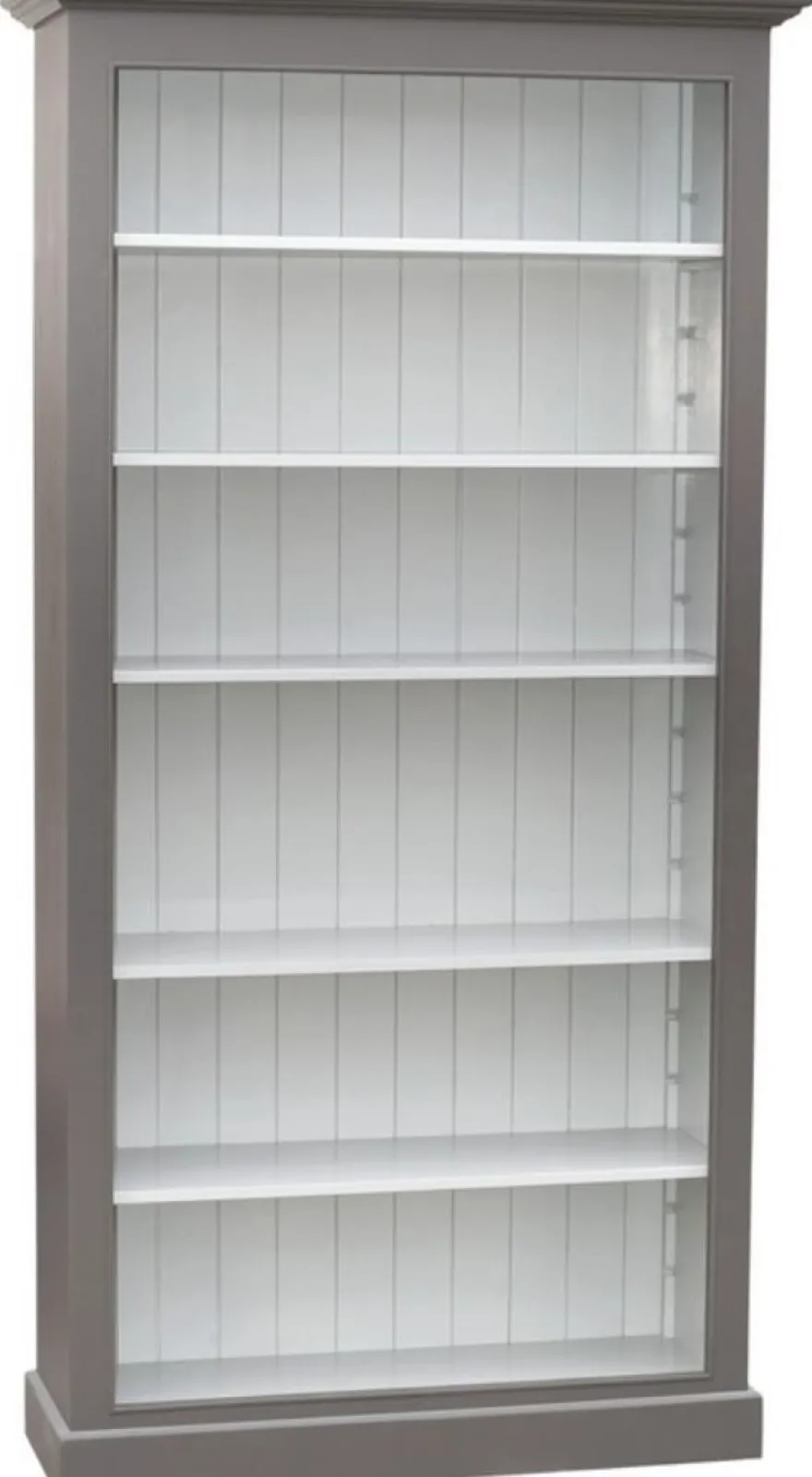 Casa Padrino Landhausstil Bücherschrank aus massivem Kiefernholz in Grau / Weiß - 109 x 39 x H. 210 cm
