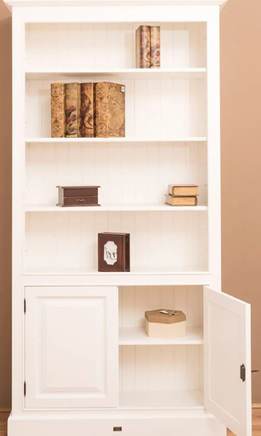 Casa Padrino Landhausstil Bücherschrank / Regalschrank Weiß 110 x 39 x H. 210 cm - Wohnzimmerschrank mit 2 Türen
