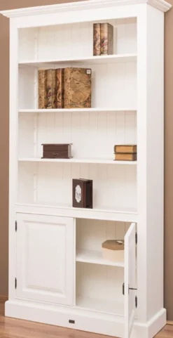 Casa Padrino Landhausstil Bücherschrank / Regalschrank Weiß 110 x 39 x H. 210 cm - Wohnzimmerschrank mit 2 Türen