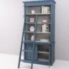 Casa Padrino Landhaus Stil Bücherschrank mit Leiter Stahlblau / Grau
