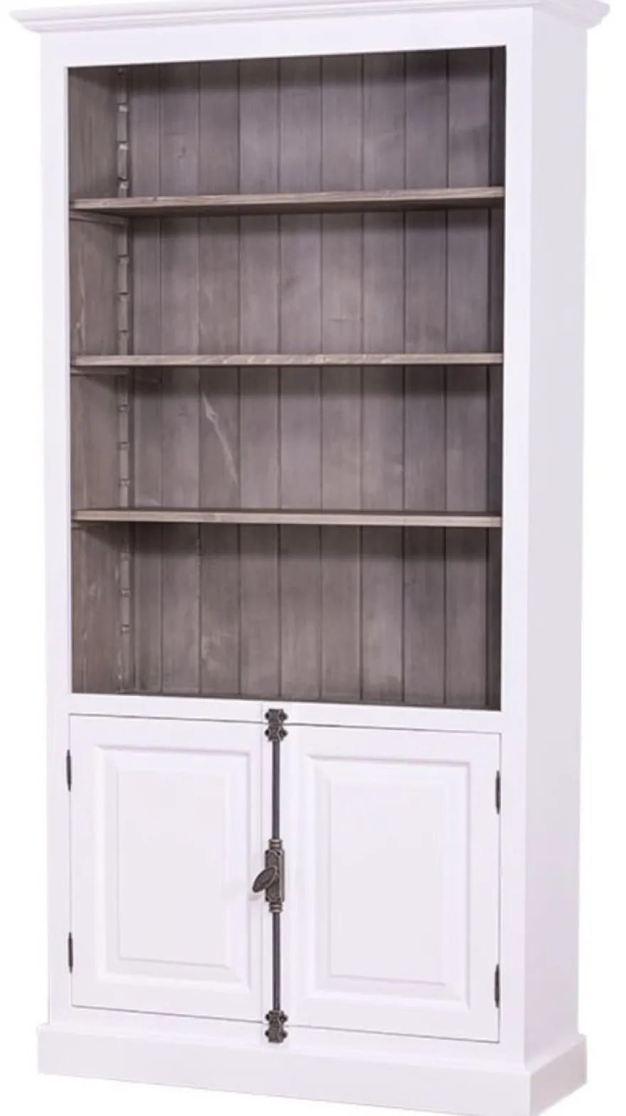 Casa Padrino Landhausstil Bücherschrank aus massivem Kiefernholz in Weiß / Dunkelbraun 109 x 40 x H. 210 cm