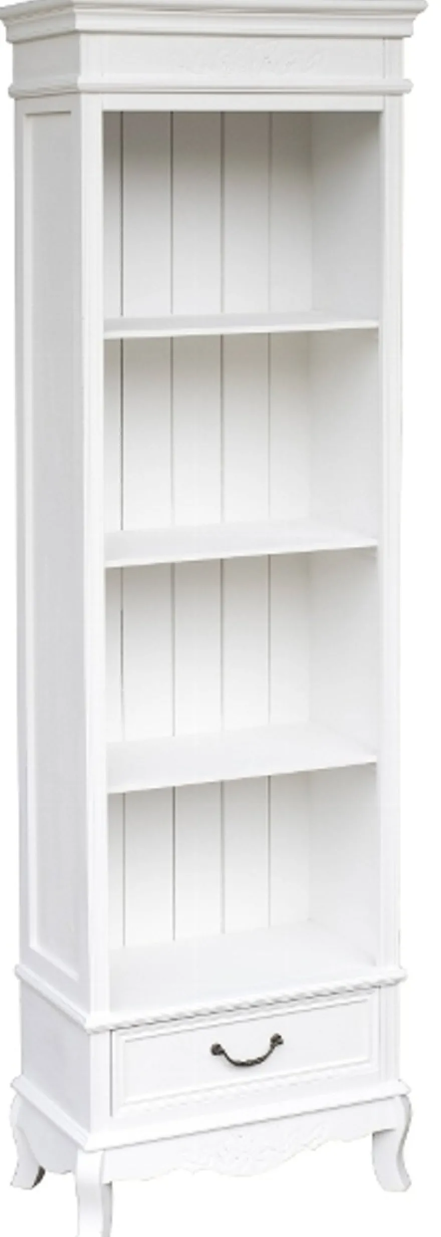 Casa Padrino Landhausstil Bücherschrank Weiß 53 x 30 x H. 178 cm - Edles Möbelstück mit Schublade