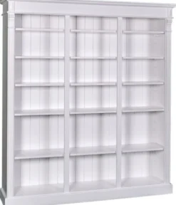 Casa Padrino Landhausstil Bücherschrank Weiß 180 x 39 x H. 197 cm - Massivholz Schrank - Regalschrank - Wohnzimmerschrank - Landhausstil Möbel