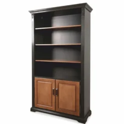 Casa Padrino Landhausstil Bücherschrank Schwarz / Braun 120 x 45 x H. 207 cm - Landhausstil Möbel