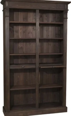 Casa Padrino Landhausstil Bücherschrank aus massivem Kiefernholz in Dunkelbraun 119 x 39 x H. 197 cm - Wohnzimmer Regalschrank