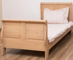 Casa Padrino Landhausstil Bett Naturfarben 90 x 200 x H. 121 cm - Massivholz Einzelbett - Schlafzimmer Möbel im Landhausstil - Massivholz Schlafzimmer Möbel - Landhausstil Möbel