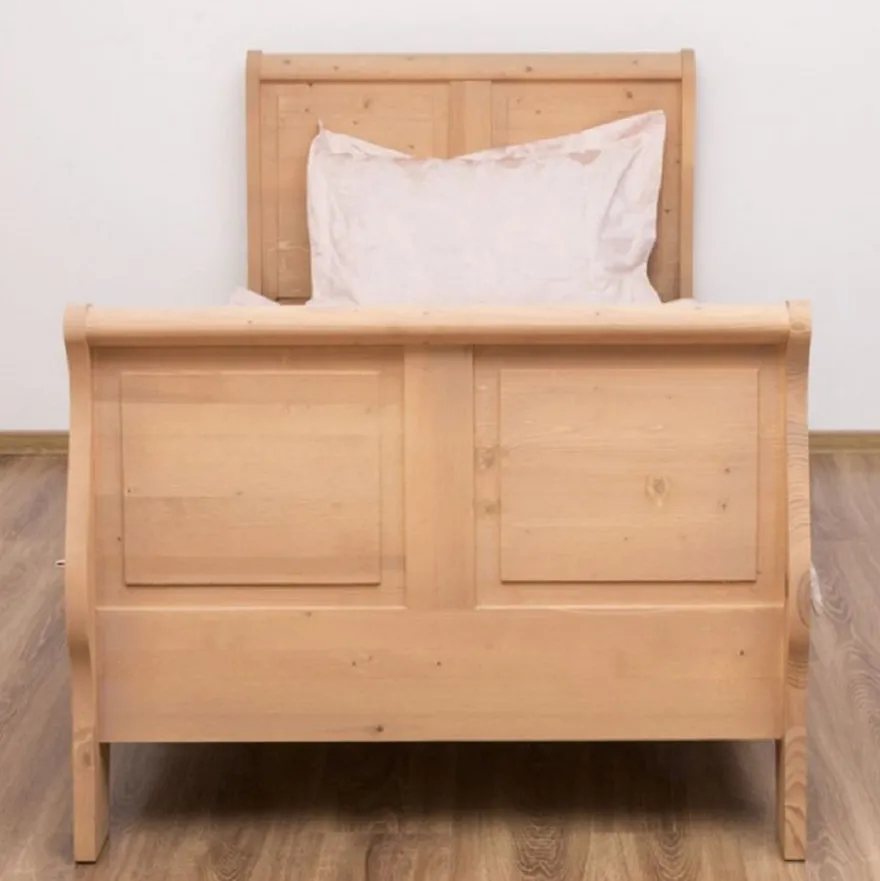 Casa Padrino Landhausstil Bett Naturfarben 90 x 200 x H. 121 cm - Massivholz Einzelbett - Schlafzimmer Möbel im Landhausstil - Massivholz Schlafzimmer Möbel - Landhausstil Möbel