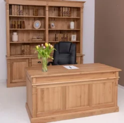 Casa Padrino Landhausstil Büro Möbel Set Naturfarben - 1 Landhausstil Massivholz Schreibtisch & 1 Landhausstil Massivholz Regalschrank - Landhausstil Massivholz Büro Möbel