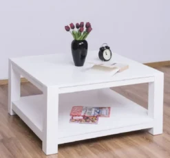 Casa Padrino Landhausstil Couchtisch Weiß 90 x 90 x H. 45 cm - Massivholz Wohnzimmertisch - Möbel im Landhausstil