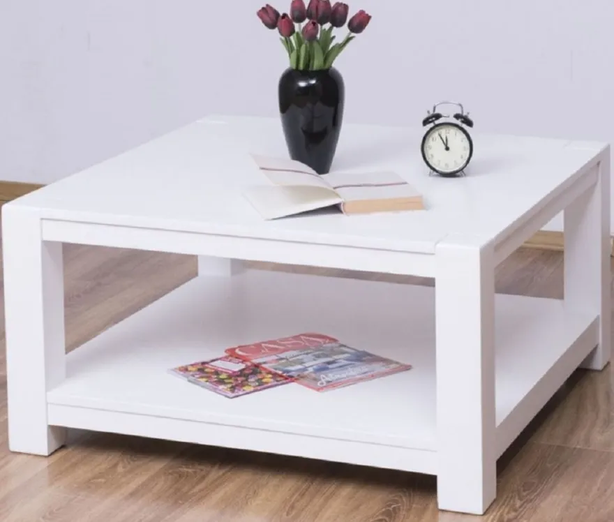 Casa Padrino Landhausstil Couchtisch Weiß 90 x 90 x H. 45 cm - Massivholz Wohnzimmertisch - Möbel im Landhausstil