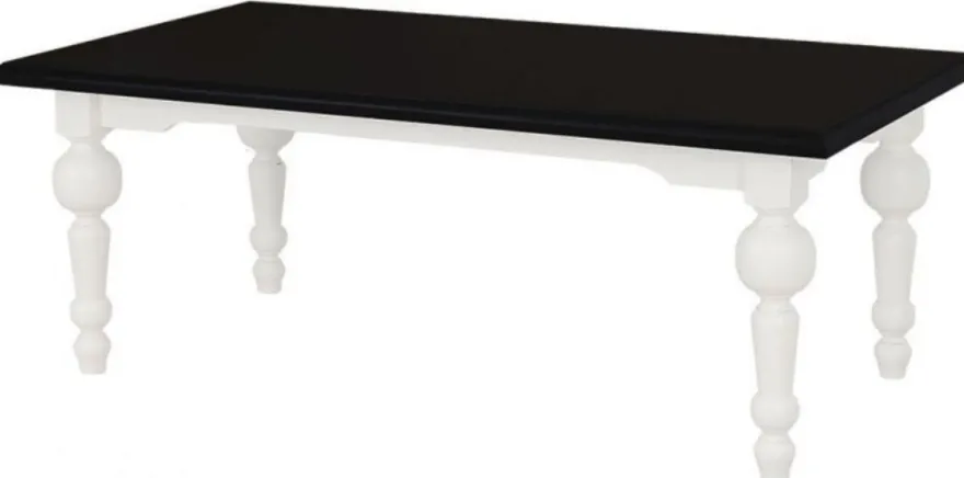 Casa Padrino Landhausstil Couchtisch Schwarz / Weiß 120 x 65 x H. 45 cm - Massivholz Wohnzimmertisch im Landhausstil
